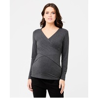 Embrace Long Sleeve Nursing Top Charcoal Marle