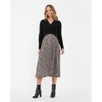 Florence Pleat Skirt Black / Dusty Pink