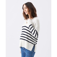 Hanna Nursing Knit White / Navy