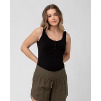 Izzy Button Down Rib Tank Black