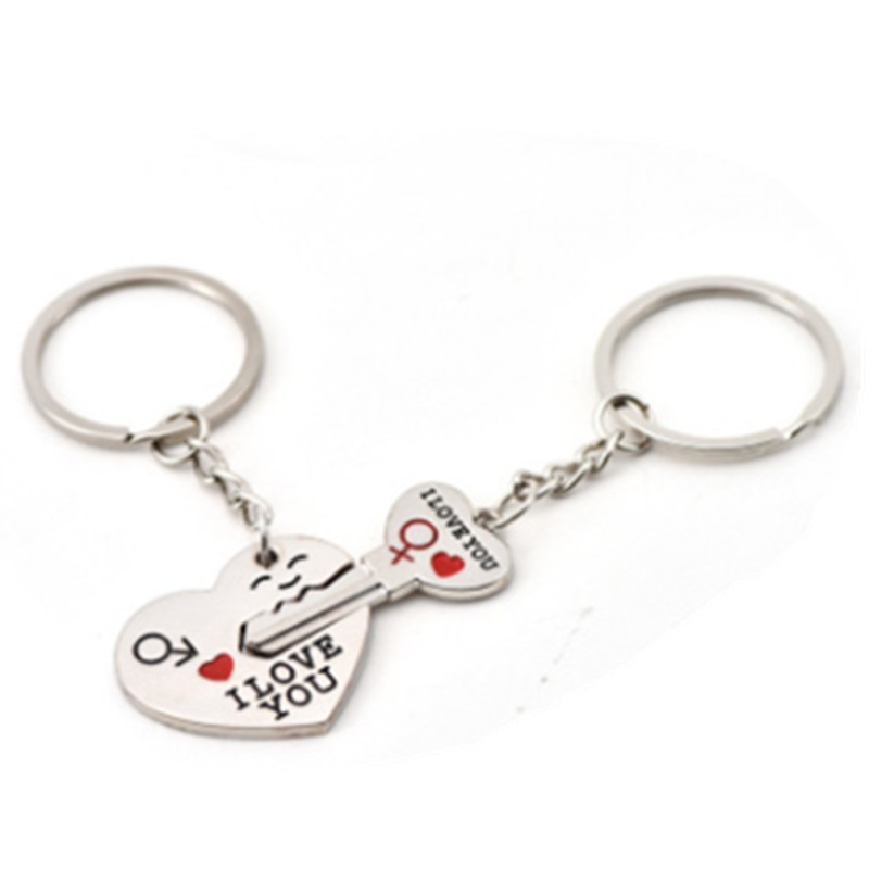 Buy 10 Pair Fashion Heart Key Ring Silver Color Lovers Love Key Chain ...