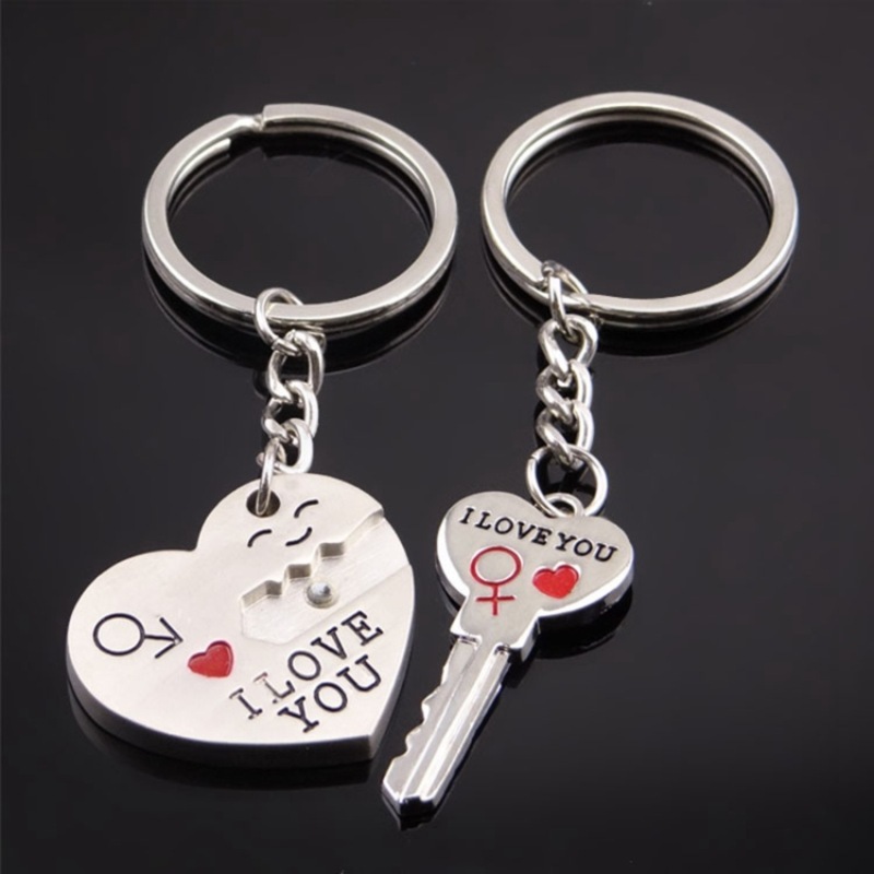 Buy 10 Pair Fashion Heart Key Ring Silver Color Lovers Love Key Chain ...