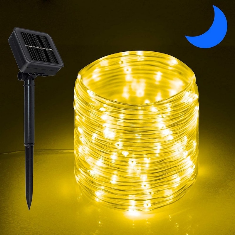 Buy 12M 100LED Solar Power LED Solar Powered Rope Tube String Lights ...