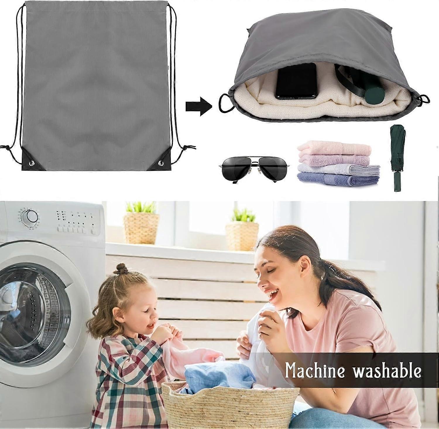 Buy 2 Pcs Gray Drawstring Backpack Bags Sports Cinch Sack String Bags ...