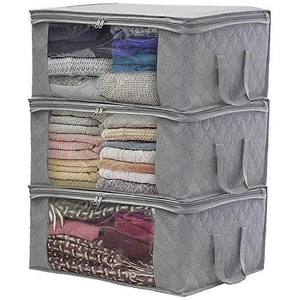 3pack clothes storage bag, foldable under bed storage bag, fabric storage box, clothes storage with zipper, used for blankets, clothing
