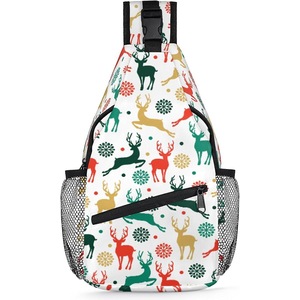 AQ00997 Animal Deer Pattern Sling Backpack Animal Deer Crossbody Bag Multipurpose Crossbody Bag Travel Hiking Chest Bag Casual Day Bag, As