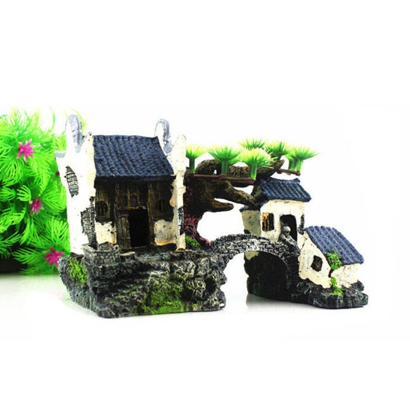 Aquarium-Dekoration Aus Seide – Höhle Mit Pflanzen Für Betta-Fische & Zwergfrösche, 15x8,9x7,9 Cm