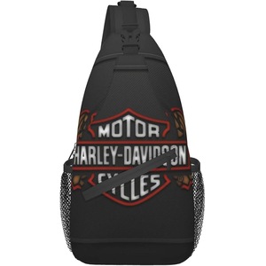 AU1709 Harley Davidson Sling Bag Mens Crossbody Chest Bag with Bottle Holder Casual Crossbody Bag for Sports Travel Hiking Cycling