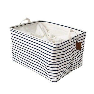 Cotton linen Home Fabric Square Storage Basket Home Life Clothing Toy Storage Basket Desktop Storage Box Drawstring Storage Bag