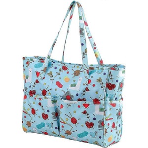 Craft Bag for Crochet Knitting Cross Stitch,Tote Bag for Embroidery Project,Oxford Cloth,Bluestyle 1