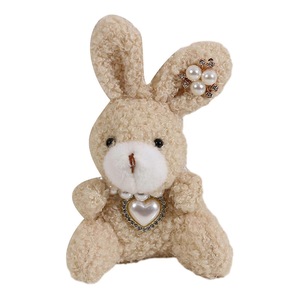 DIY Cartoon Plush Heart Rabbit Doll Toy Keychain Cute Bag Pendant Charm Car Keyring for Women Girls Jewelry Making Gif
