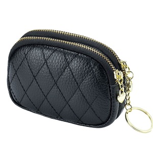 Mini PU Leather Bag with Double Zipper, Cute Coin Purse, Keychain, Pendant, Storage, Large Capacity, Earphone, Card Holder