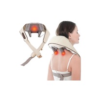 Portable Shoulder Massager Cordless Neck Massager Pillow Trapezius Muscle Kneading Massager for Back-Beige