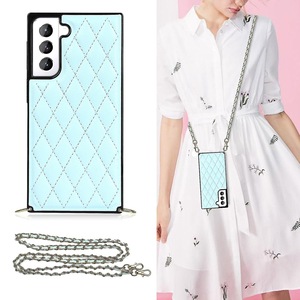 Rhombus Leather Shoulder Bag Phone Case Compatible Samsung Note20 Ultra ,samsung Metal Chain Soft Edge Phone Case For Girl And Woman