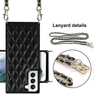 Rhombus Leather Shoulder Bag Phone Case Compatible Samsung S20plus ,samsung Metal Chain Soft Edge Phone Case For Girl And Woman