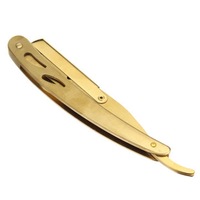 Stainless Steel Handle Straight Edge Barber Razor Folding Shaving Knife and 10 Blade