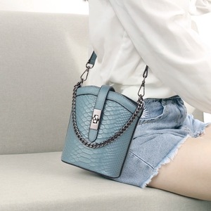 Women's Crocodile Print Cowhide Crossbody Bag, Bucket Bag with Superior Part, New