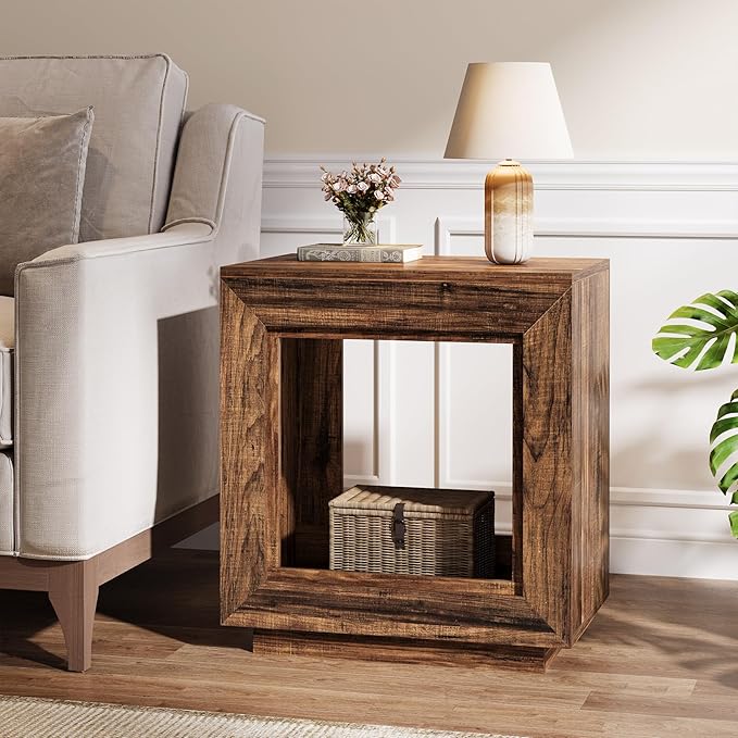Buy Tribesigns Rustic Brown End Table, 24" Side Table with Storage ...