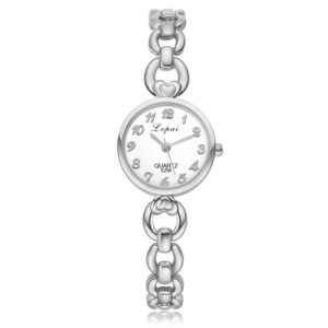 2 Pcs Rhinestone Elegant Design Women Bracelet Watch Stainless Steel Quartz Watch SILVER WHITE COLOUR