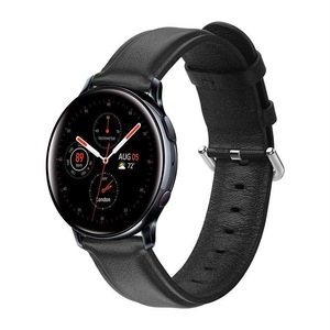 22mm Slim Leather Watchbands for Amazfit GTR/Samsung Watch Active2-Black