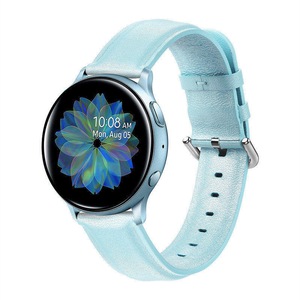 22mm Slim Leather Watchbands for Amazfit GTR/Samsung Watch Active2-Blue