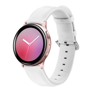 22mm Slim Leather Watchbands for Amazfit GTR/Samsung Watch Active2-White