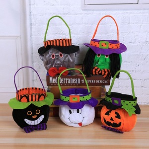 5Pcs Halloween Decor Witch Pumpkin Vampire Ghost Black Cat Cartoon Tote Bag