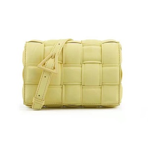 Casual Soft Crossbody Bag Square Design Braided Handbag-Yellow