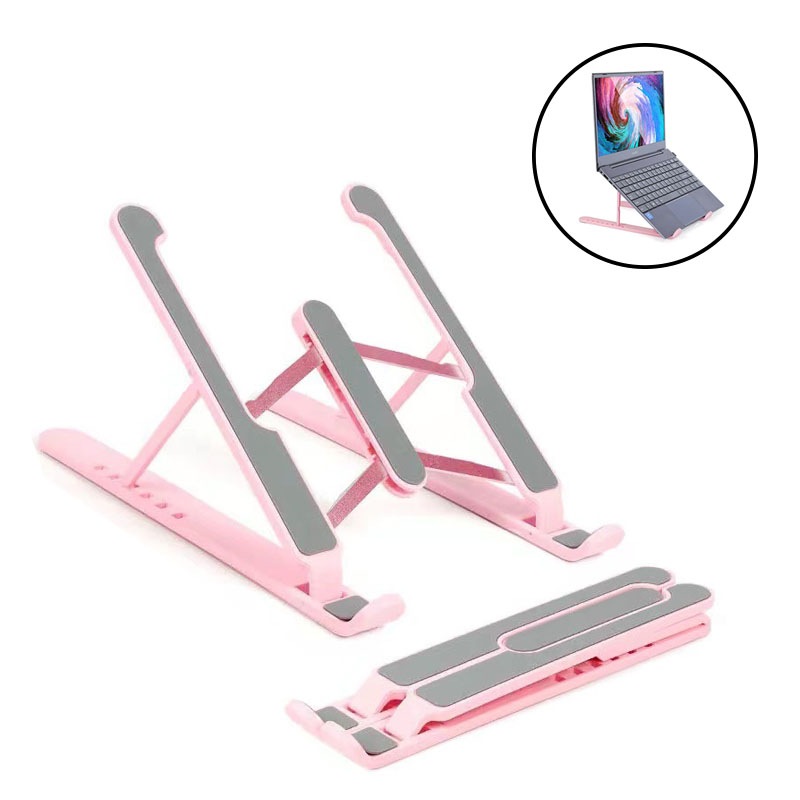 Buy Laptop Desk Stand Adjustable Non-Slip Laptop Riser Holder-Pink ...