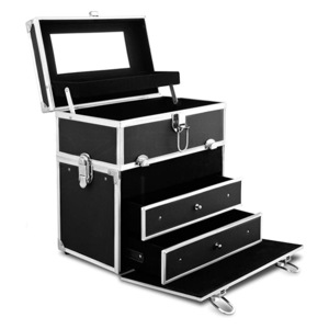 Professional Portable Cosmetics Beauty Case Makeup Case Box Carry Bag- BLACK