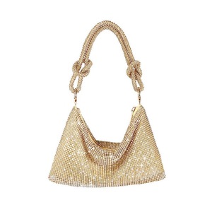 Rhinestone Purse Shiny Womens Party Handbag Hobo Bag-Gold