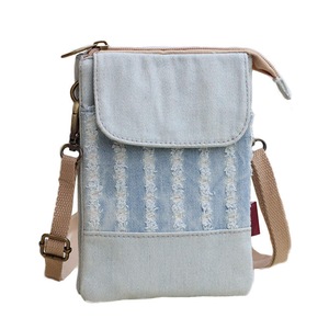 Small Crossbody Cellphone Bag with Shoulder Strap Denim Canvas Wallets-WhiteHole