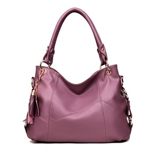 Women PU Leather Handbag Large Capacity Satchel With Shoulder Strap-Purple