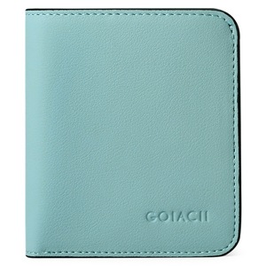 Womens Leather Mini Wallet with ID Card Window Portable Coin Purse-Blue