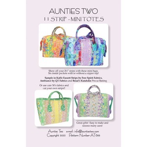 11 Strip Mini Tote Bag Pattern by Aunties Two Patterns Quilting Sewing Craft