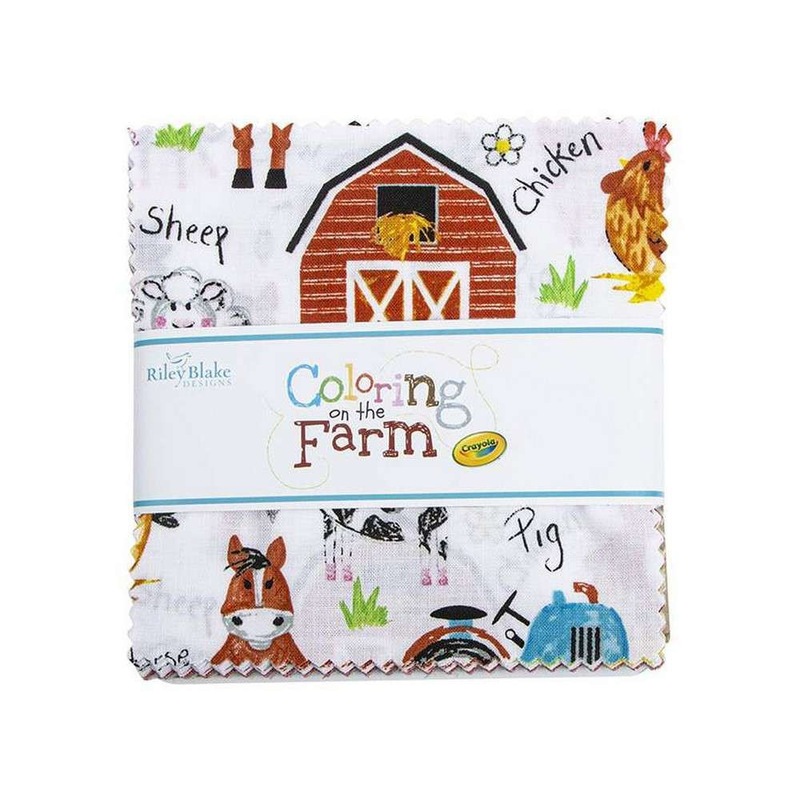 Buy Riley Blake Coloring On The Farm 5" Stacker Fabric By Crayola ...
