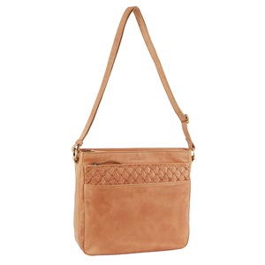 Pierre Cardin Leather Embossed Crossbody Bag Unisex Bag - Apricot