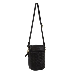Pierre Cardin Leather Embossed Phone Crossbody Bag Unisex Bag - Black