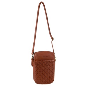 Pierre Cardin Leather Embossed Phone Crossbody Bag Unisex Bag - Tan