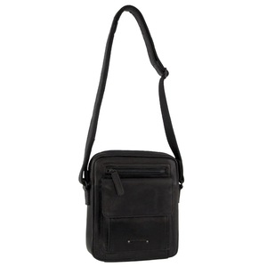 Pierre Cardin Leather Men's Multi Compartment Crossbody Bag - Black