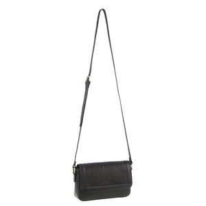 Pierre Cardin Leather Pleated Design Crossbody Bag Unisex Bag - Black