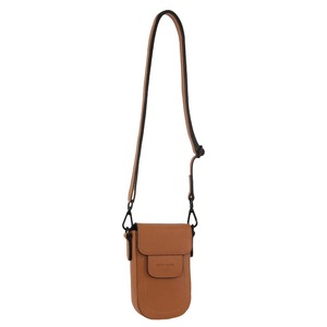 Pierre Cardin Leather Rustic Phone Bag Unisex Bag 13x6x18cm - Cognac