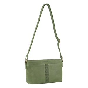 Pierre Cardin Leather Woven Design Crossbody Bag Unisex Bag - Leaf