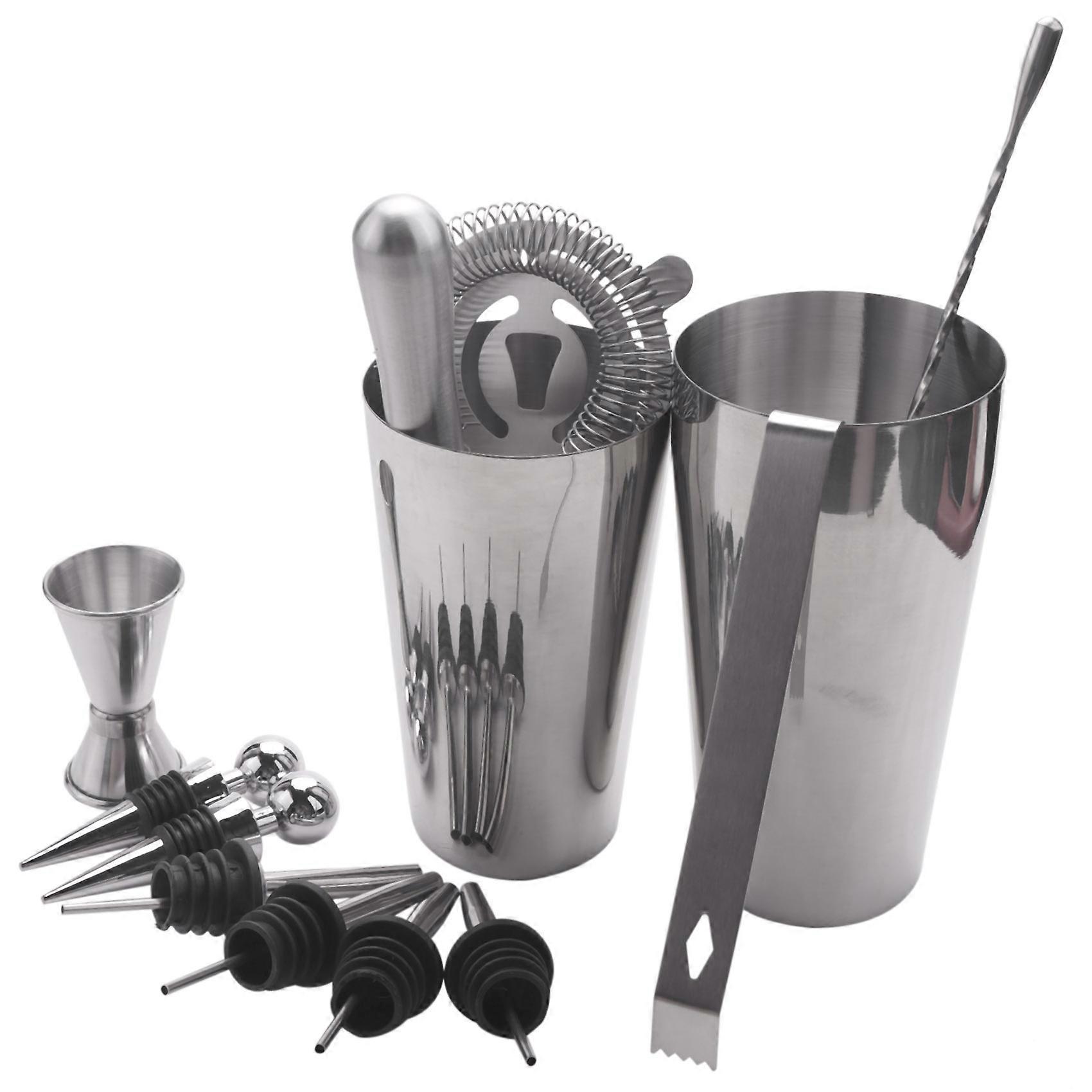 Jamal's Choice 7-Piece Boston Shaker Set - Weighted Tin, Strainer, Muddler, Spoon