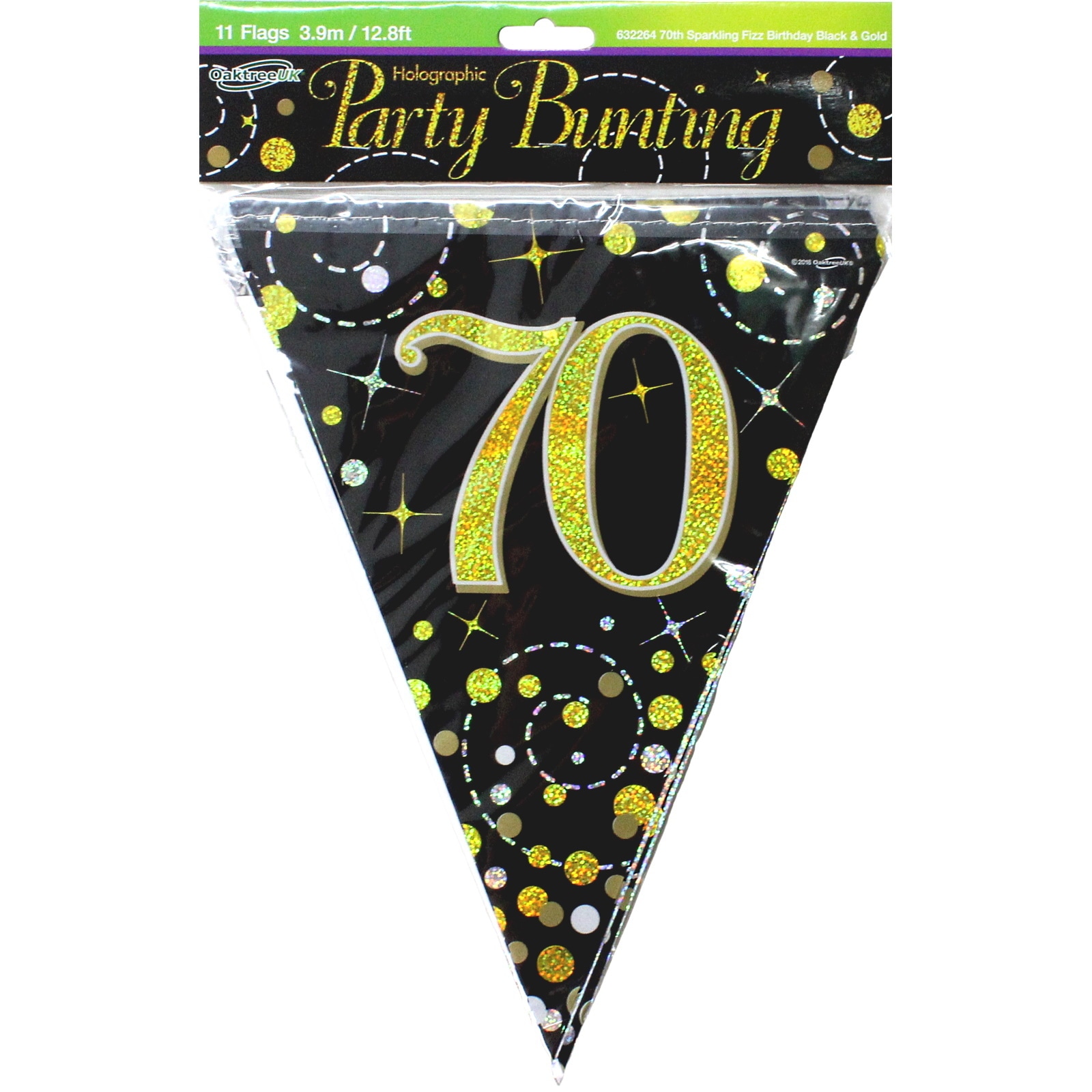 Happy Birthday Banner - 9 Ft Long Black & Gold Holographic Sparkling Fizz Foil Banner For Parties 5 thumbnail image