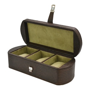 Leatherkart Leather Watch Box (3 Watches) - Dark Brown Print