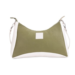 Leatherkart Maria Genuine Leather Broad Strap Hobo Bag/ Cross Body Bag -Olive and White