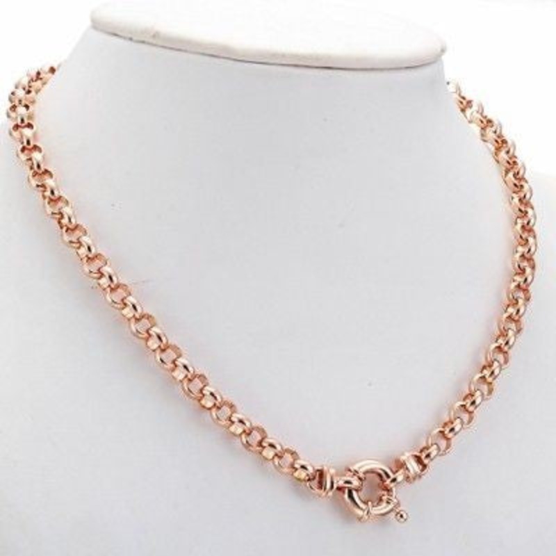 Buy 18ct Heavy Rose Gold Plated 10mm Belcher Chain Necklace with Bolt ...