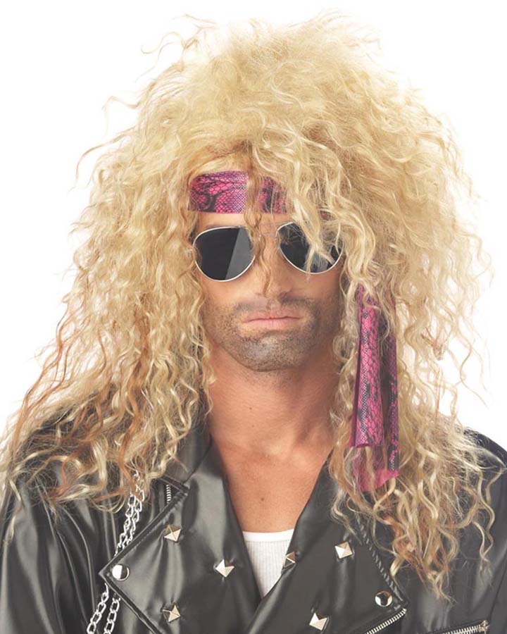 Buy Heavy Metal Rocker Curly Long Blonde Wig - MyDeal Australia