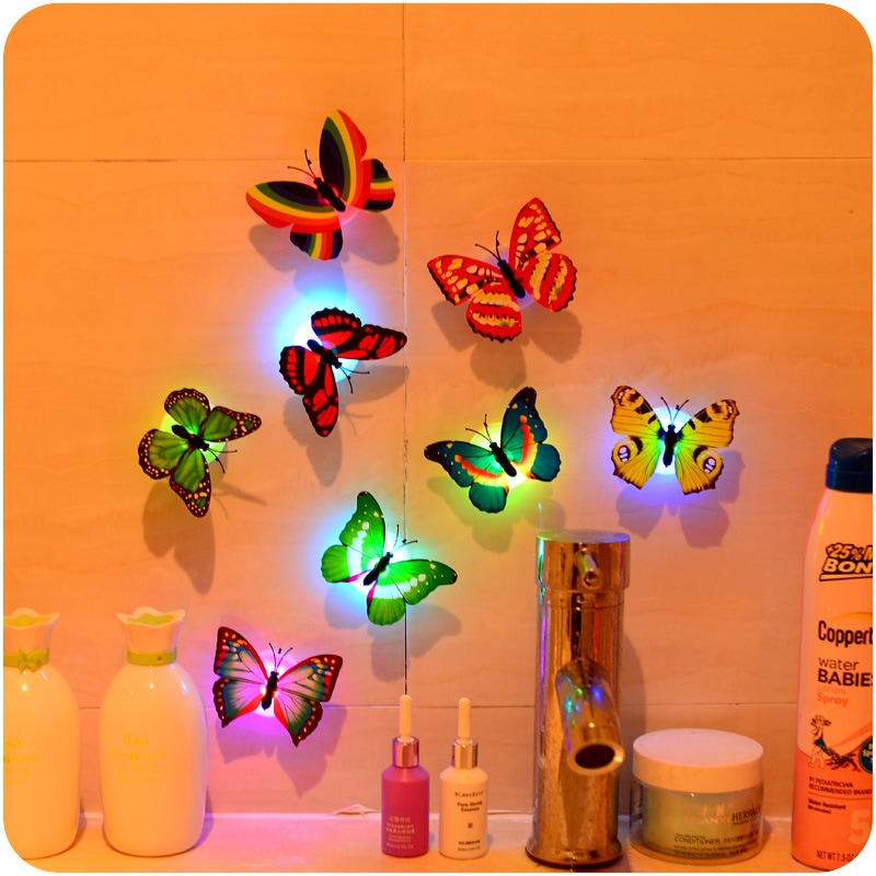 Buy 10 Pcs Led Butterfly Wall Stickers Lights Wall Stickers 3D House ...